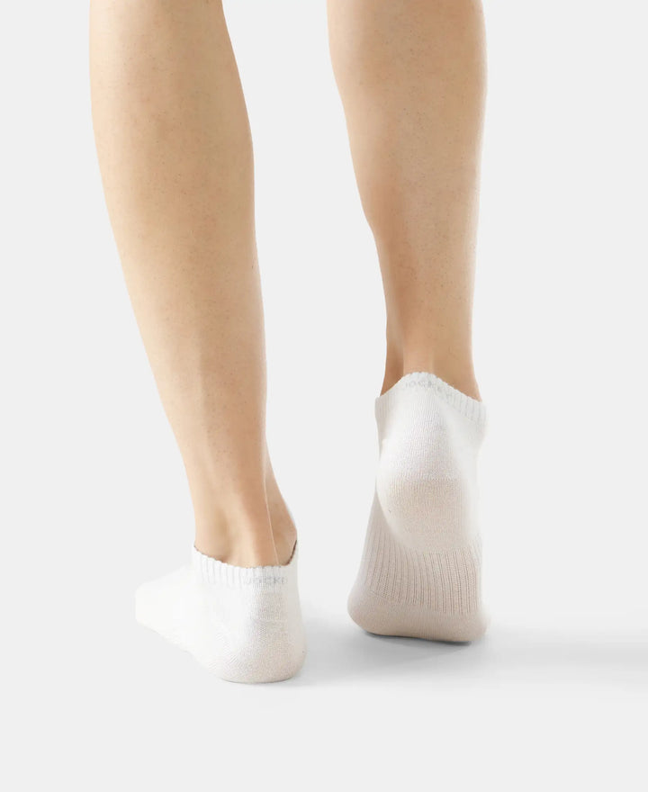 Compact Cotton Elastane Stretch Low Show Socks With StayFresh Treatment - White