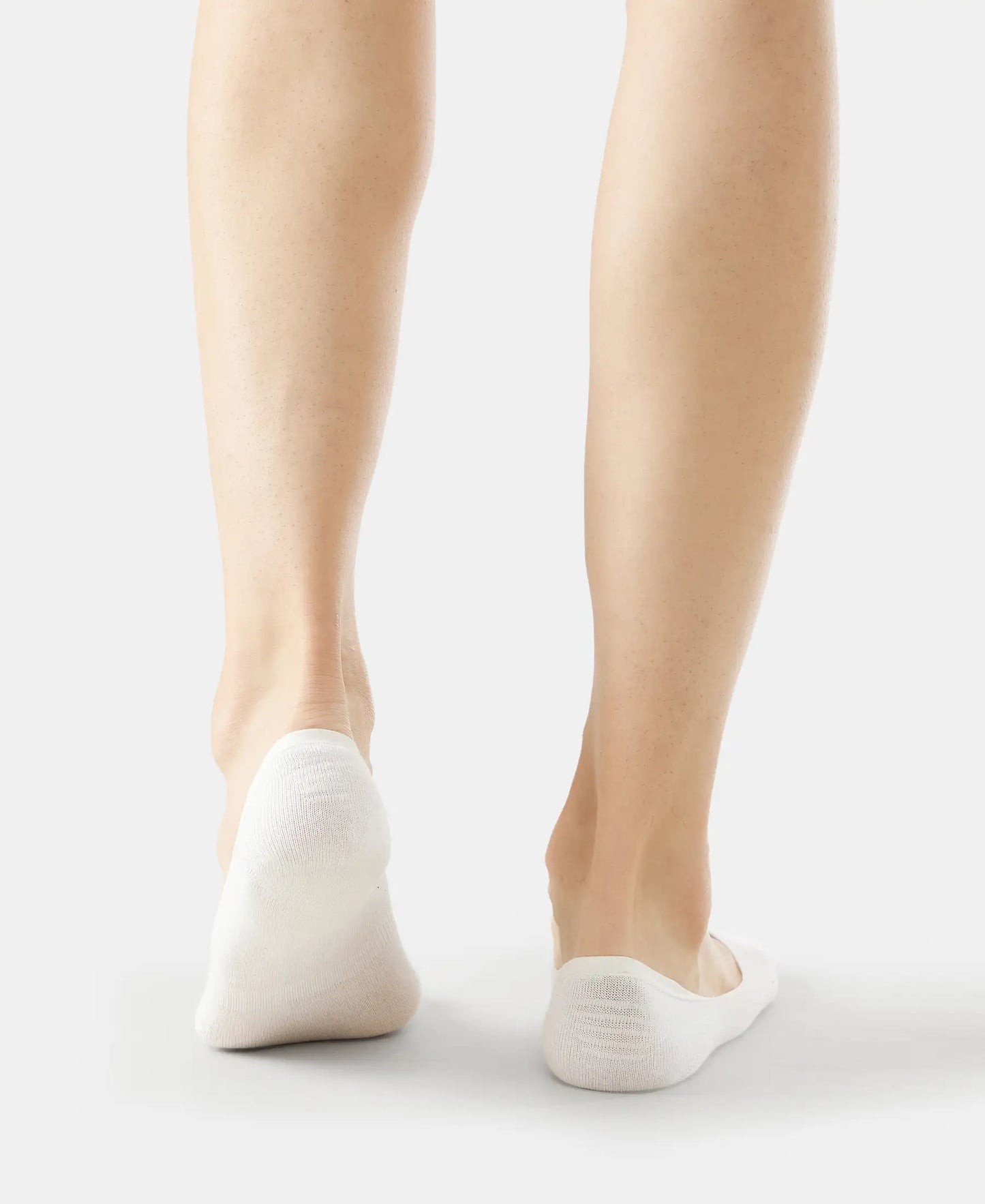 Compact Cotton Elastane Stretch No Show Socks With StayFresh Treatment - White (Pack of 2)