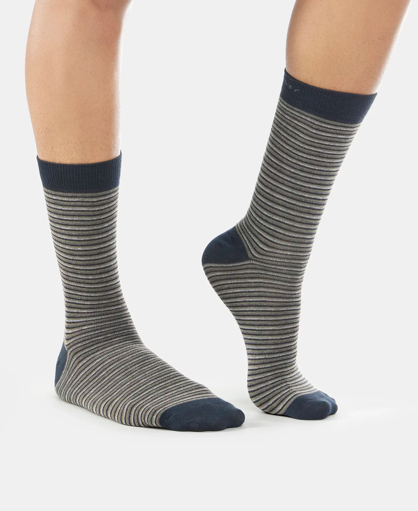Compact Cotton Crew Length Socks with StayFresh Treatment - Black-11