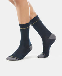 Compact Cotton Crew Length Socks with StayFresh Treatment - Black-5