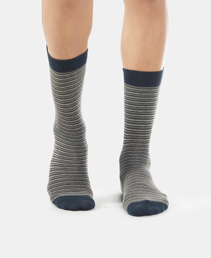 Compact Cotton Crew Length Socks with StayFresh Treatment - Black-10