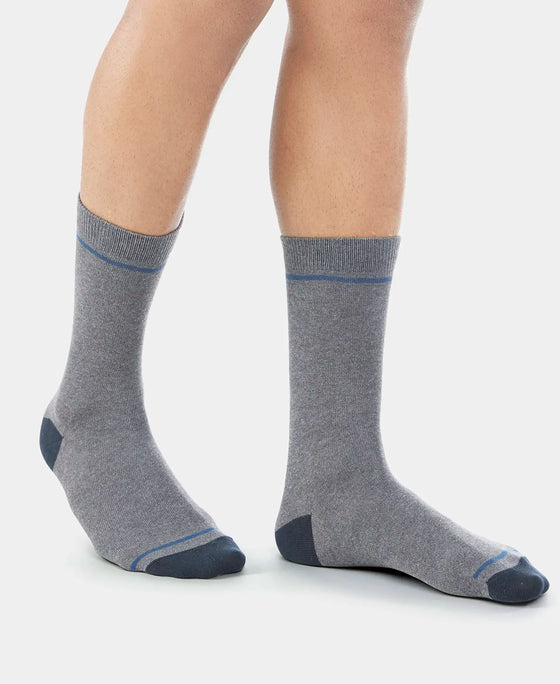 Compact Cotton Crew Length Socks with StayFresh Treatment - Charcoal Melange-11