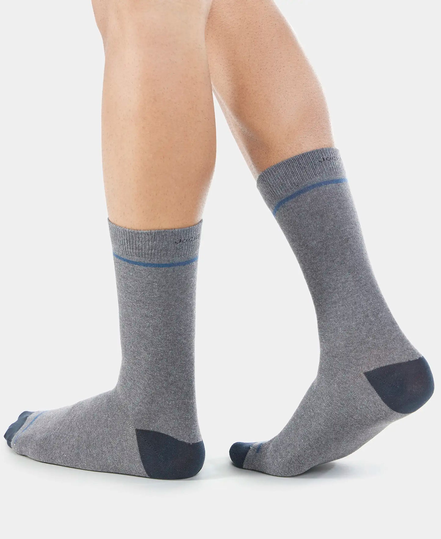 Compact Cotton Crew Length Socks with StayFresh Treatment - Charcoal Melange-12