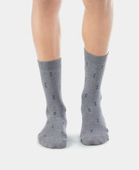 Compact Cotton Crew Length Socks with StayFresh Treatment - Charcoal Melange-2