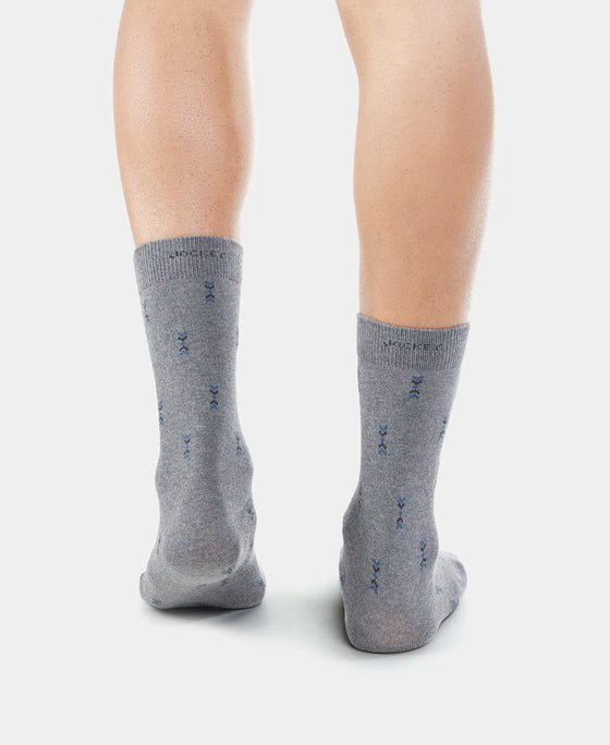 Compact Cotton Crew Length Socks with StayFresh Treatment - Charcoal Melange-4