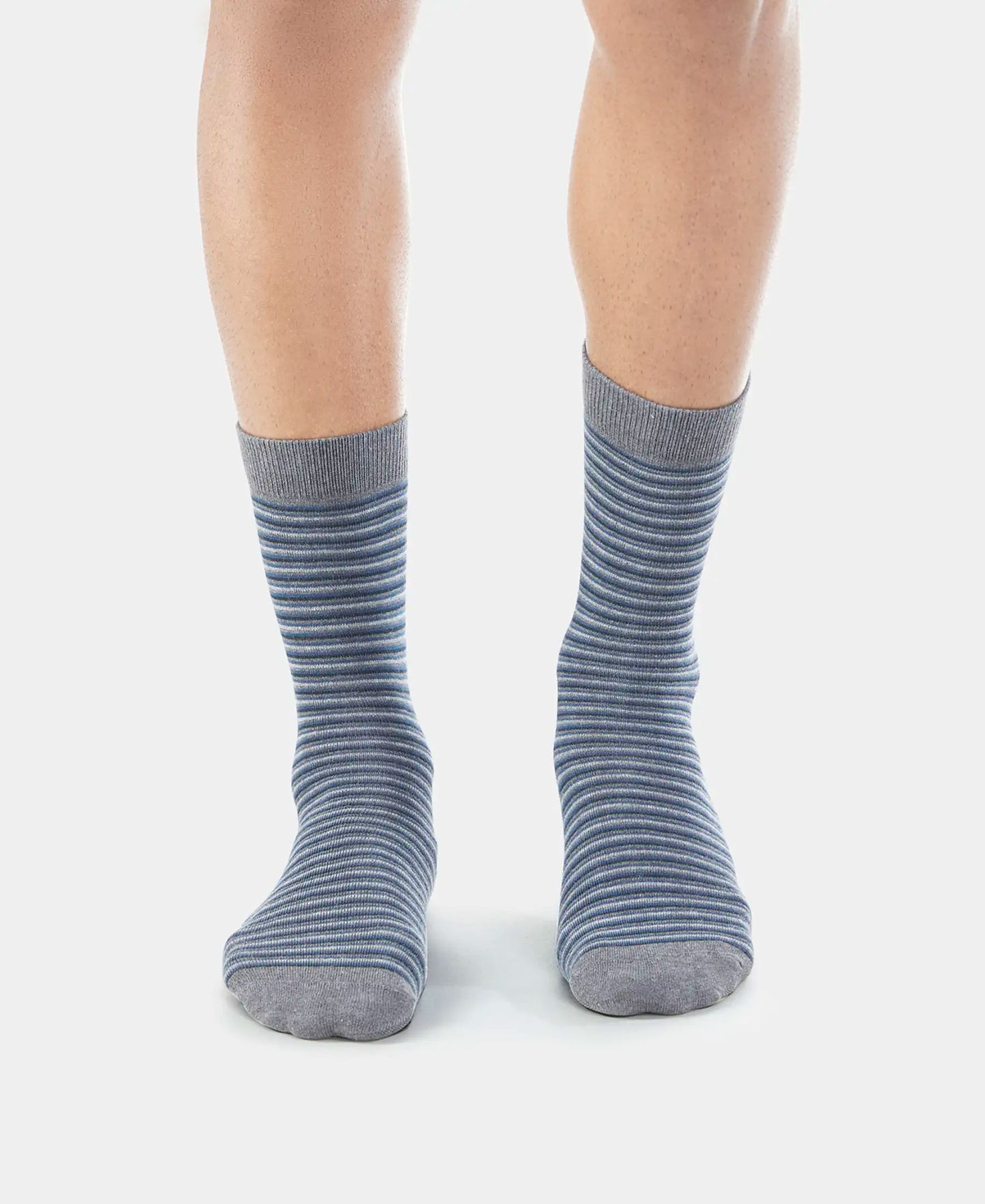 Compact Cotton Crew Length Socks with StayFresh Treatment - Charcoal Melange-6