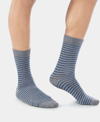 Compact Cotton Crew Length Socks with StayFresh Treatment - Charcoal Melange-7