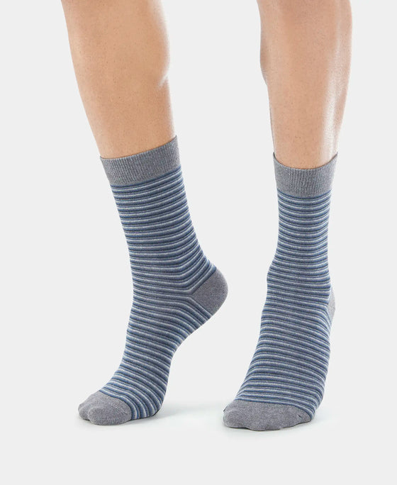 Compact Cotton Crew Length Socks with StayFresh Treatment - Charcoal Melange-9