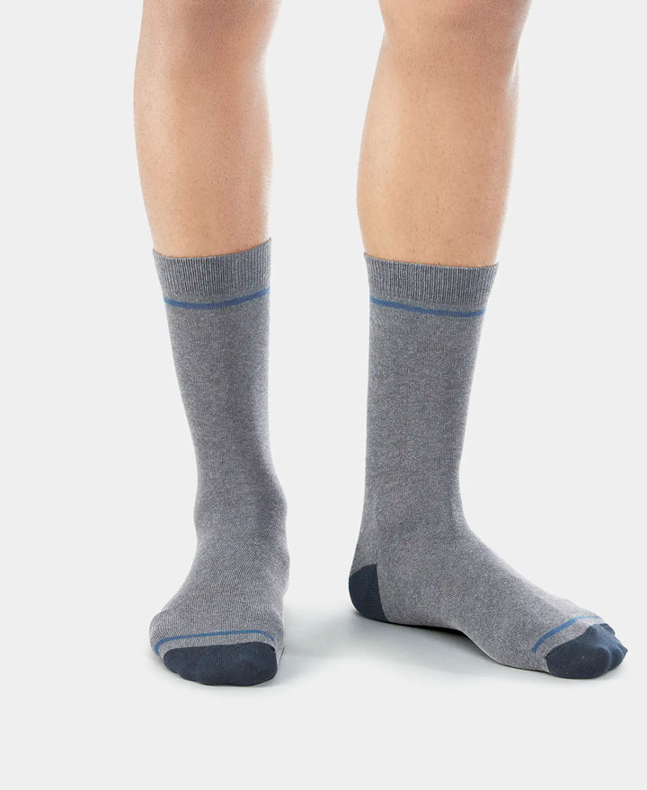 Compact Cotton Crew Length Socks with StayFresh Treatment - Charcoal Melange-10