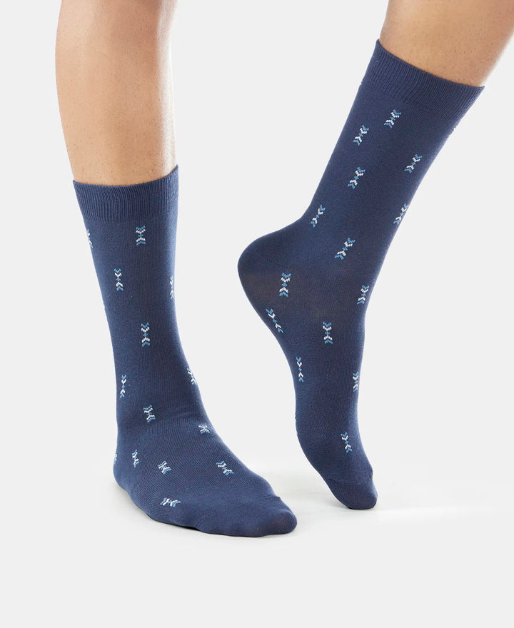 Compact Cotton Crew Length Socks with StayFresh Treatment - Navy-11