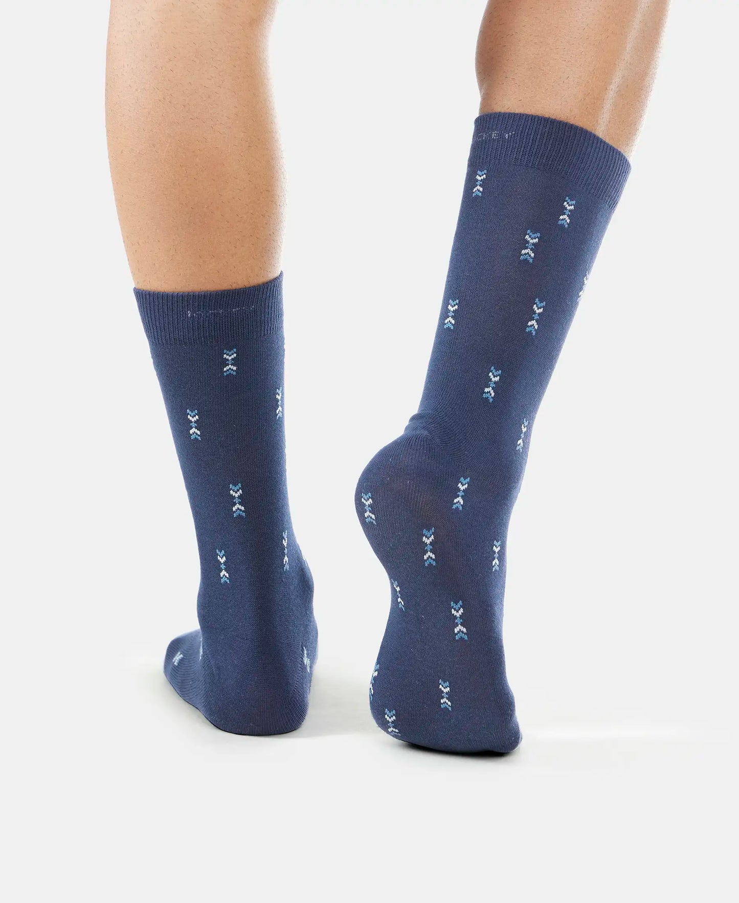 Compact Cotton Crew Length Socks with StayFresh Treatment - Navy-12