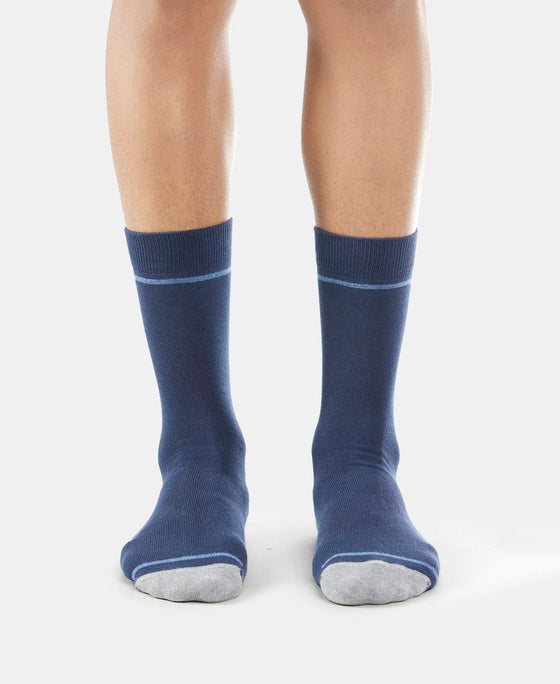 Compact Cotton Crew Length Socks with StayFresh Treatment - Navy-2