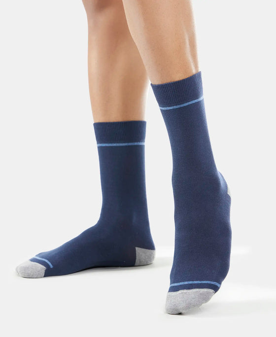 Compact Cotton Crew Length Socks with StayFresh Treatment - Navy-5