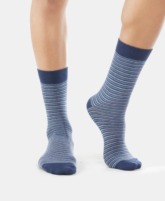 Compact Cotton Crew Length Socks with StayFresh Treatment - Navy-6