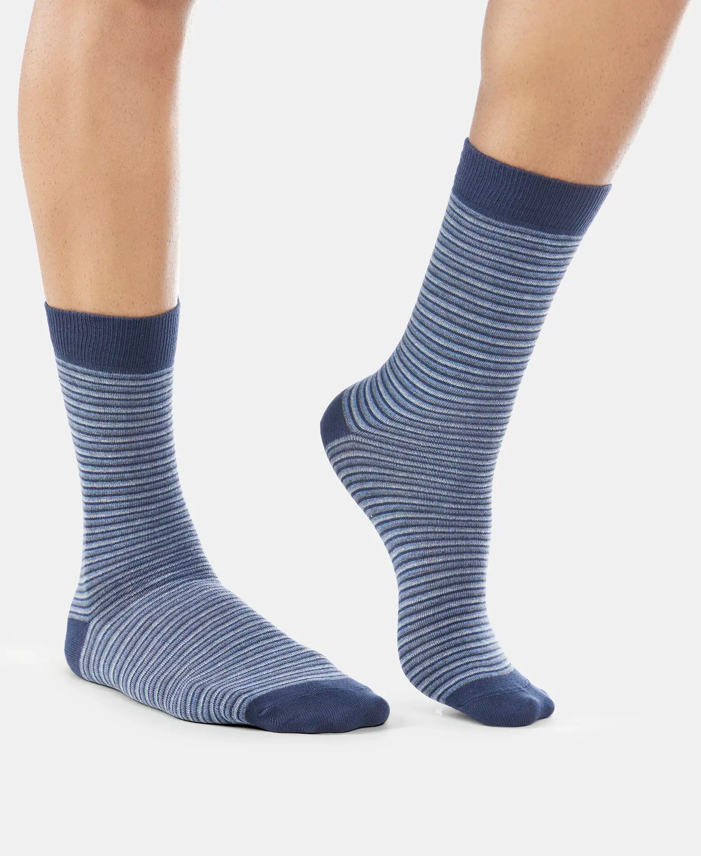 Compact Cotton Crew Length Socks with StayFresh Treatment - Navy-7