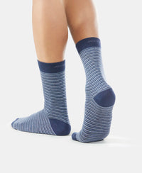 Compact Cotton Crew Length Socks with StayFresh Treatment - Navy-8