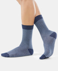 Compact Cotton Crew Length Socks with StayFresh Treatment - Navy-9