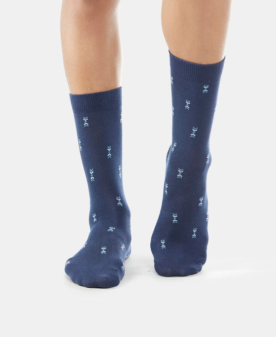 Compact Cotton Crew Length Socks with StayFresh Treatment - Navy-10