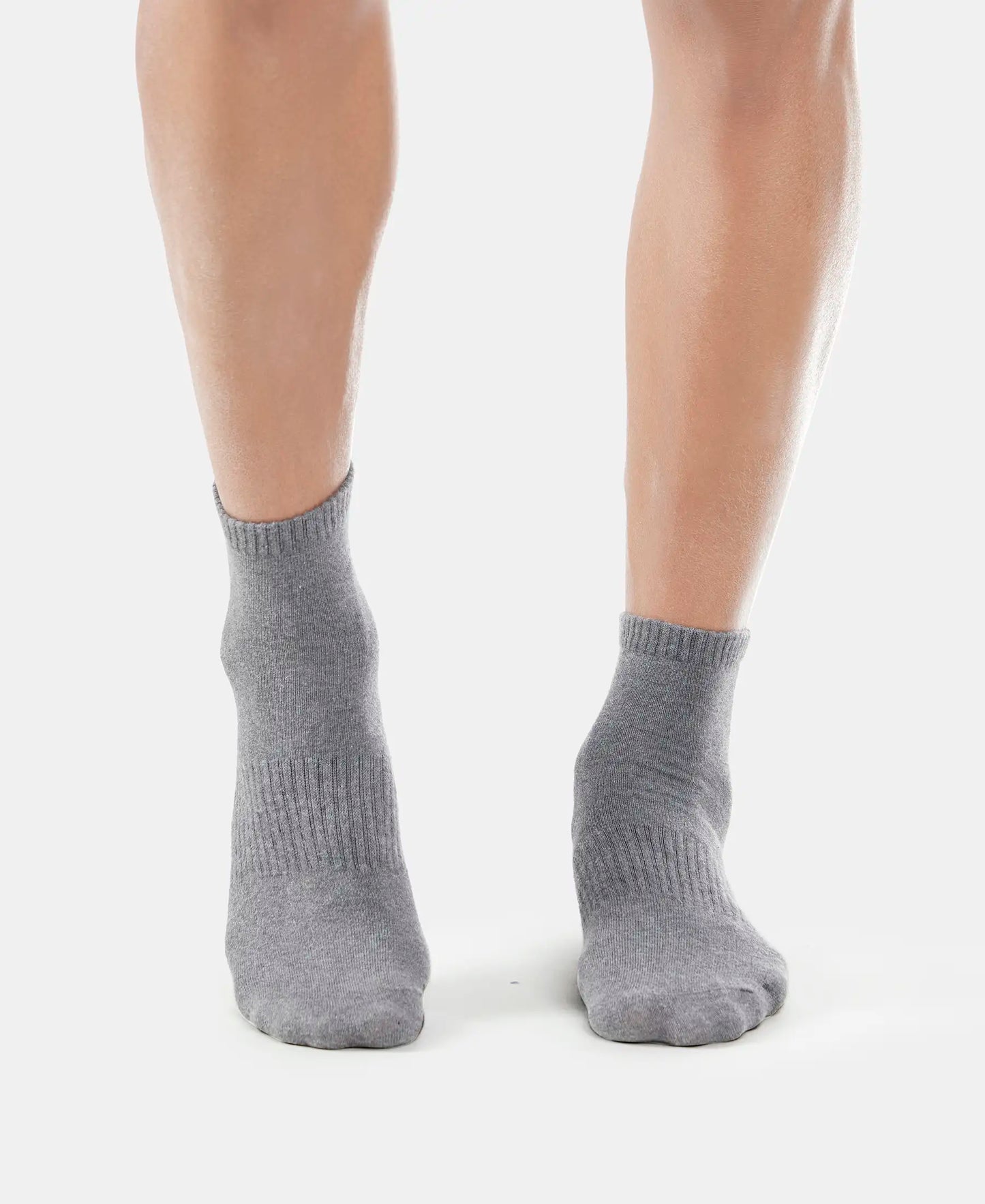 Compact Cotton Ankle Length Socks With StayFresh Treatment - Black & Charcoal Melange-6
