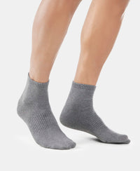 Compact Cotton Ankle Length Socks With StayFresh Treatment - Black & Charcoal Melange-7