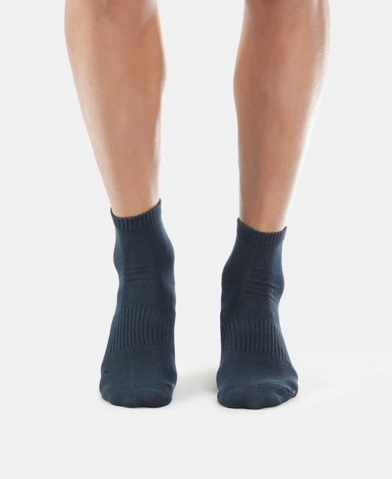 Compact Cotton Ankle Length Socks With StayFresh Treatment - Black & Navy-2