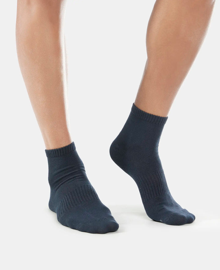 Compact Cotton Ankle Length Socks With StayFresh Treatment - Black & Navy-3