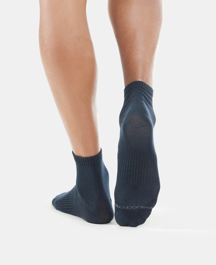 Compact Cotton Ankle Length Socks With StayFresh Treatment - Black & Navy-4