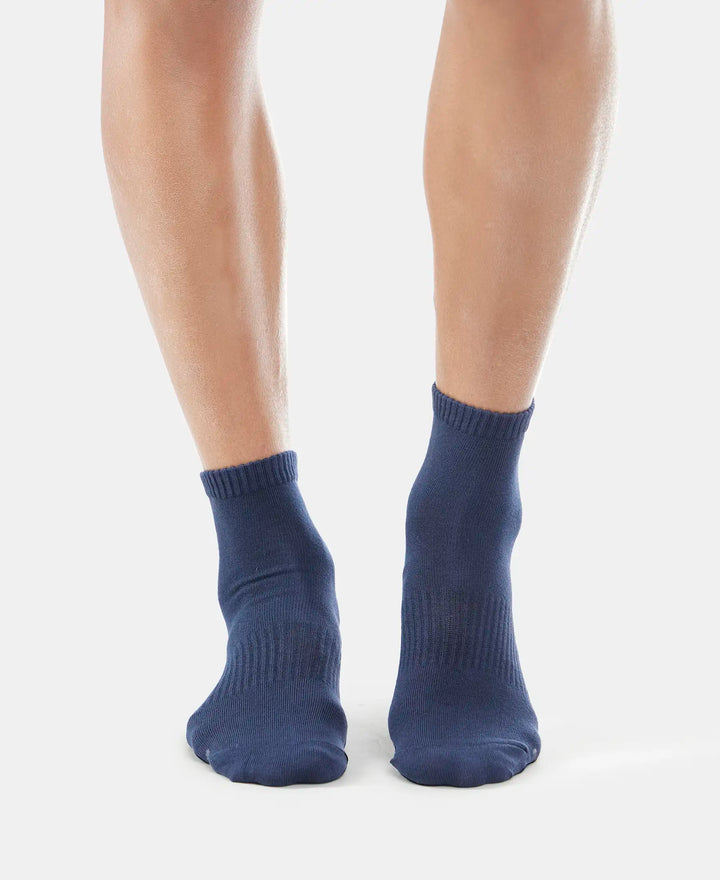 Compact Cotton Ankle Length Socks With StayFresh Treatment - Black & Navy-6