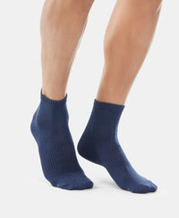 Compact Cotton Ankle Length Socks With StayFresh Treatment - Black & Navy-7