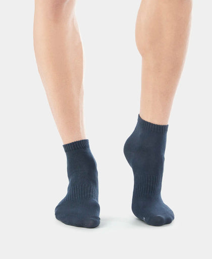 Compact Cotton Ankle Length Socks With StayFresh Treatment - Black-2