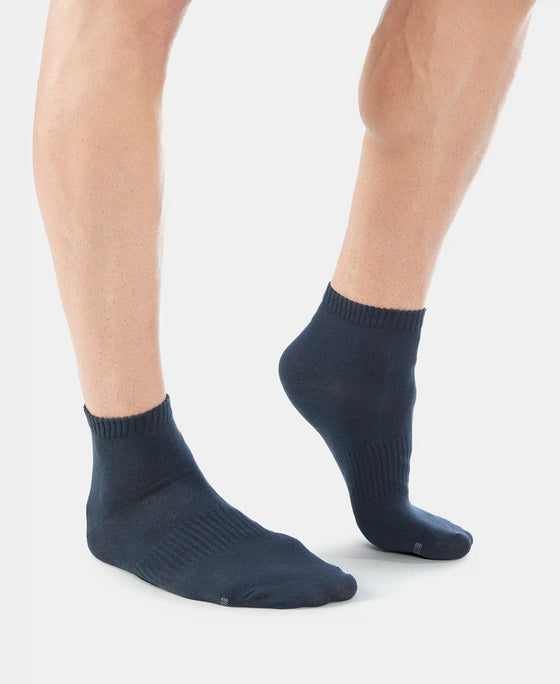 Compact Cotton Ankle Length Socks With StayFresh Treatment - Black-3