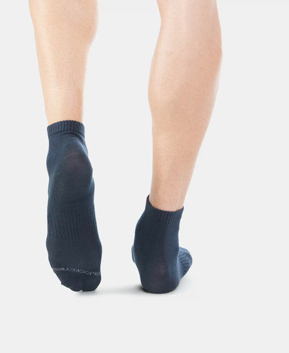 Compact Cotton Ankle Length Socks With StayFresh Treatment - Black-4