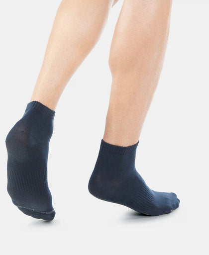 Compact Cotton Elastane Stretch Ankle Length Socks With StayFresh Treatment - Black
