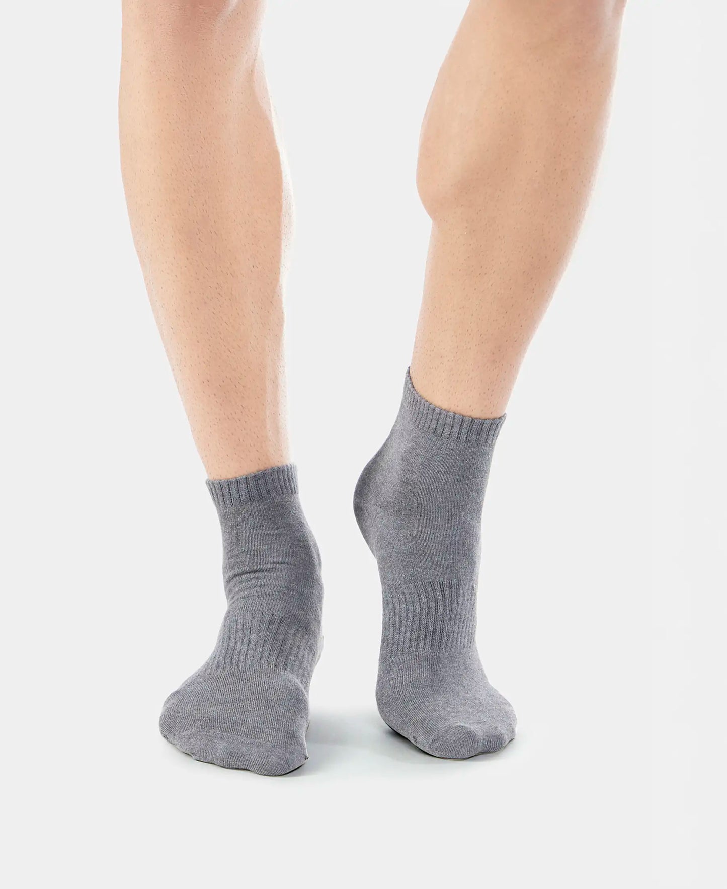 Compact Cotton Ankle Length Socks With StayFresh Treatment - Navy & Charcoal Melange-3