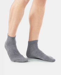 Compact Cotton Ankle Length Socks With StayFresh Treatment - Navy & Charcoal Melange-5