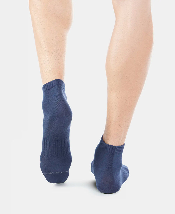 Compact Cotton Ankle Length Socks With StayFresh Treatment - Navy & Charcoal Melange-6