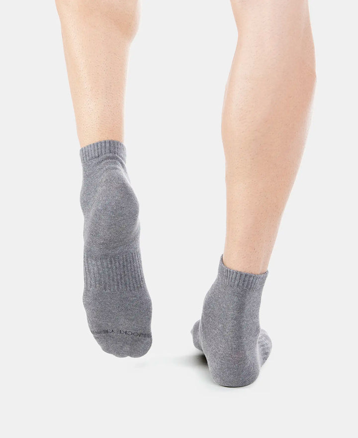 Compact Cotton Ankle Length Socks With StayFresh Treatment - Navy & Charcoal Melange-7