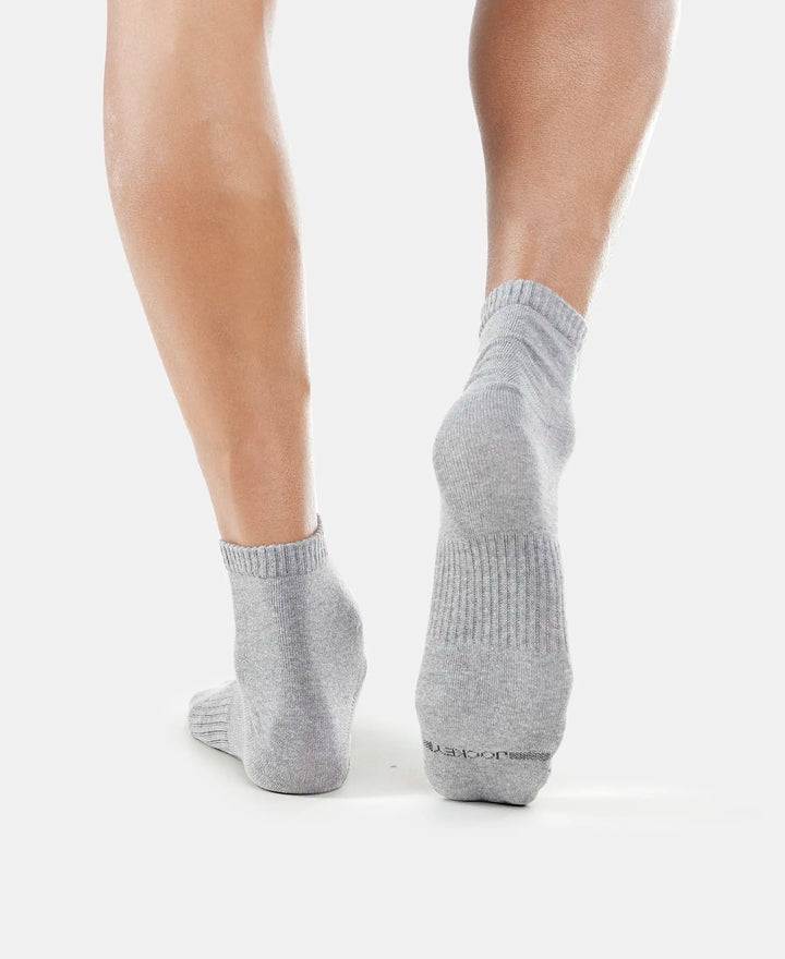 Compact Cotton Ankle Length Socks With StayFresh Treatment - Navy & Mid Grey Melange-4