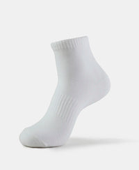 Compact Cotton Ankle Length Socks With StayFresh Treatment - White-1