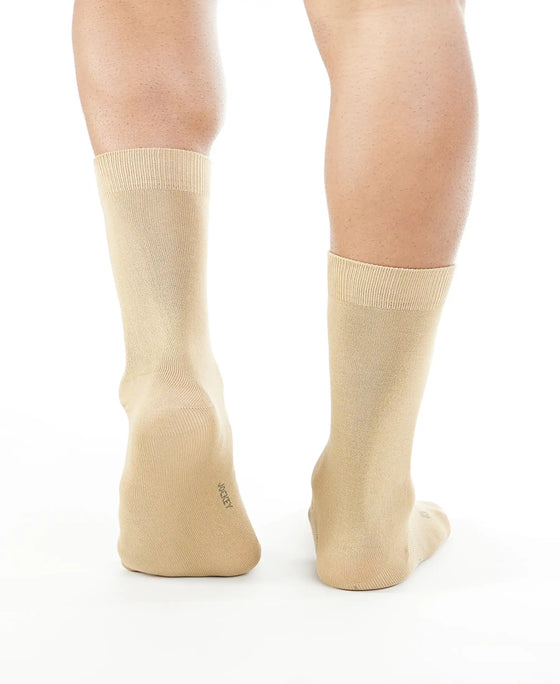 Mercerized Cotton Crew Length Socks with StayFresh Treatment - Beige-4