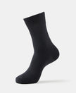Mercerized Cotton Crew Length Socks with StayFresh Treatment - Jet Black-1