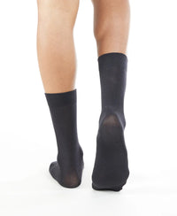 Mercerized Cotton Crew Length Socks with StayFresh Treatment - Jet Black-4
