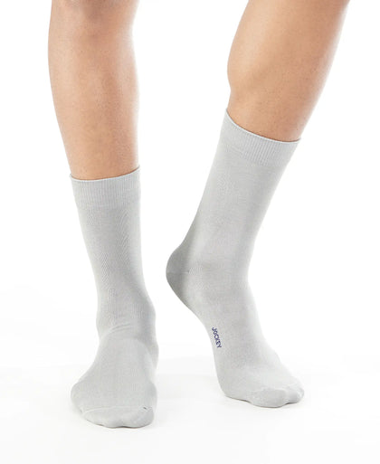 Mercerized Cotton Crew Length Socks with StayFresh Treatment - Coal Grey-2