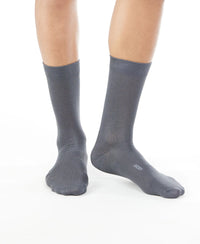 Mercerized Cotton Crew Length Socks with StayFresh Treatment - Light Grey-2
