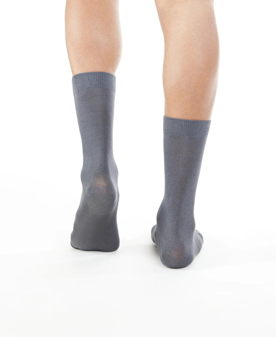 Mercerized Cotton Crew Length Socks with StayFresh Treatment - Light Grey-4