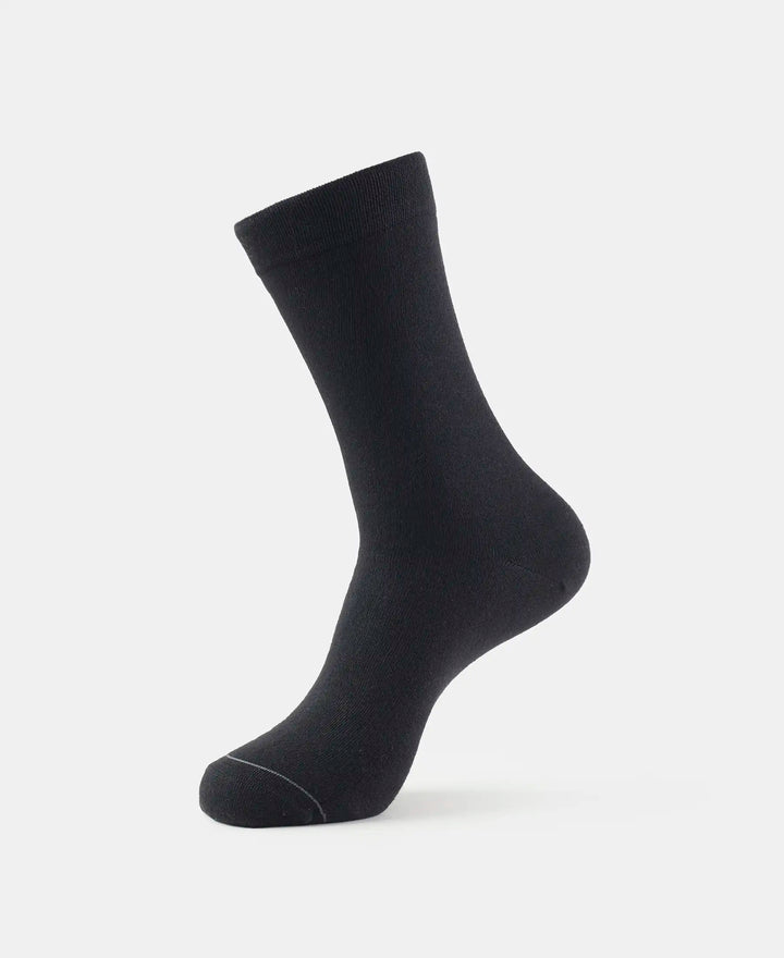 Modal Cotton Crew Length Socks with StayFresh Treatment - Black-1