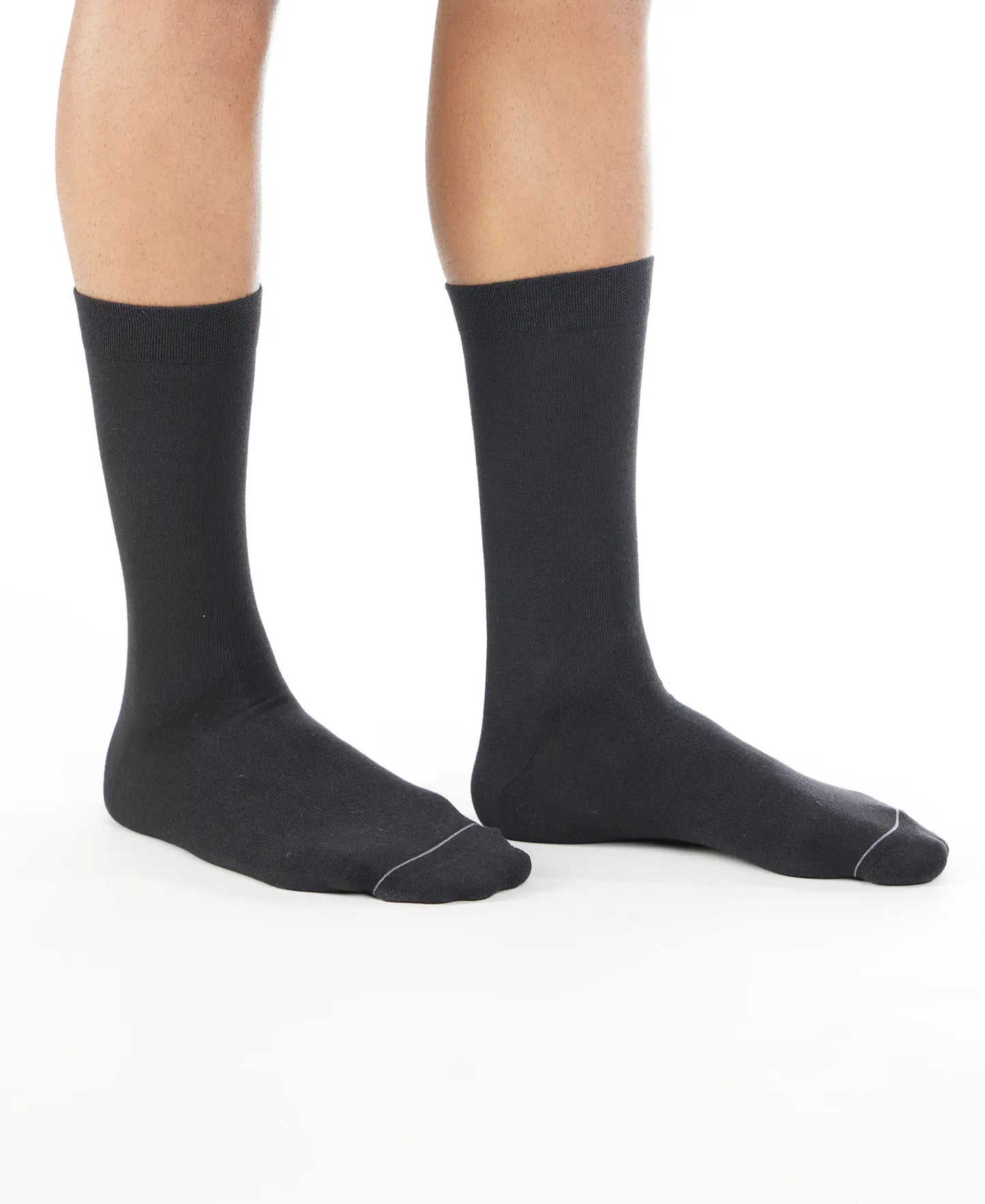 Modal Cotton Crew Length Socks with StayFresh Treatment - Black-3