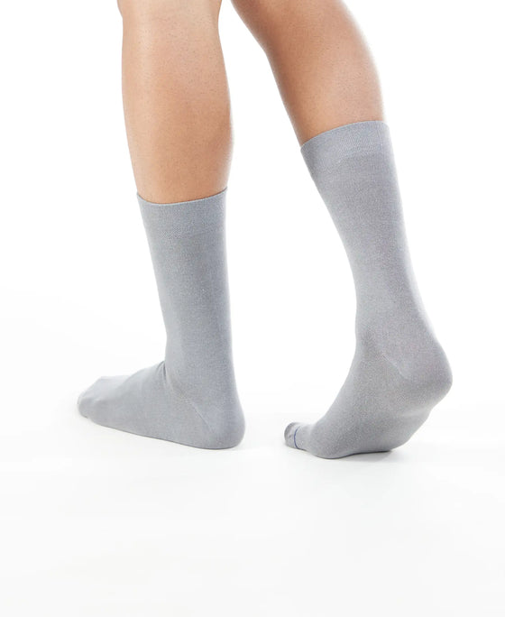 Modal Cotton Crew Length Socks with StayFresh Treatment - Mid Grey-4