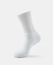 Modal Cotton Crew Length Socks with StayFresh Treatment - White-1