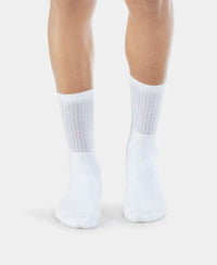 Modal Cotton Crew Length Socks with StayFresh Treatment - White-2